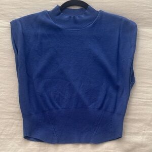 Pilcro Blue Mock Neck Sleeveless Top